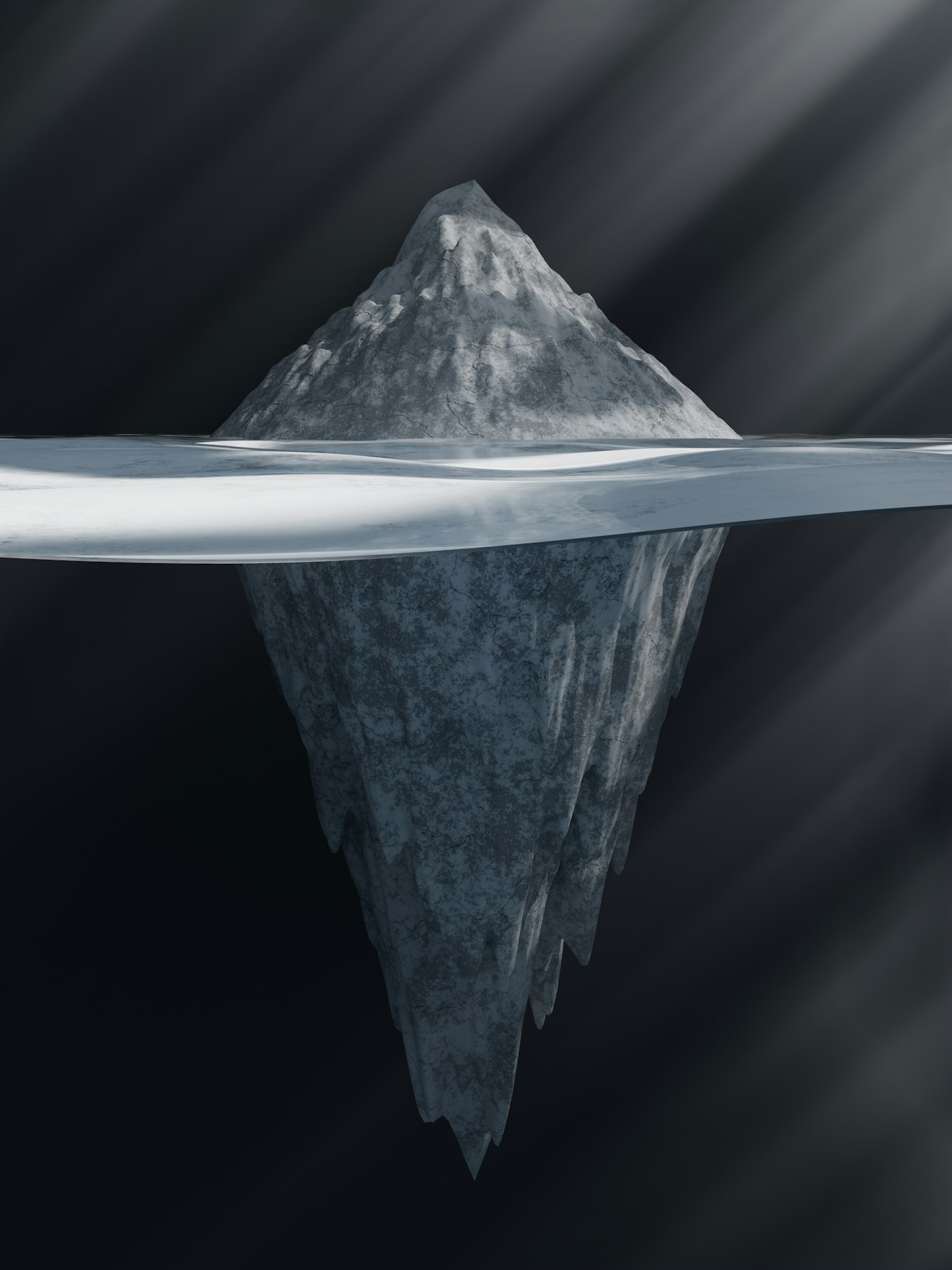 Iceberg visto sobre y bajo la superficie del agua